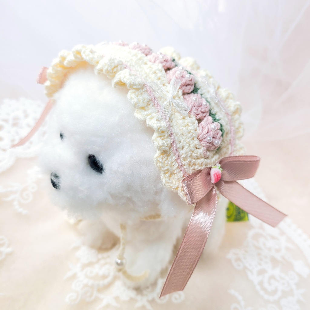【15〜17cm用】ぬいのヘッドドレス/いちごみるく