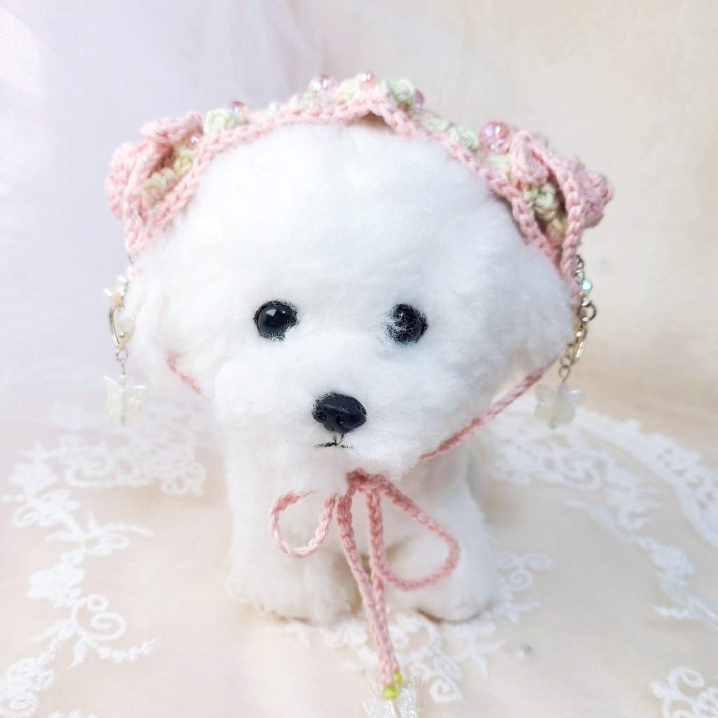 【15〜17cm用】ぬいのヘッドドレス/パステルローズ