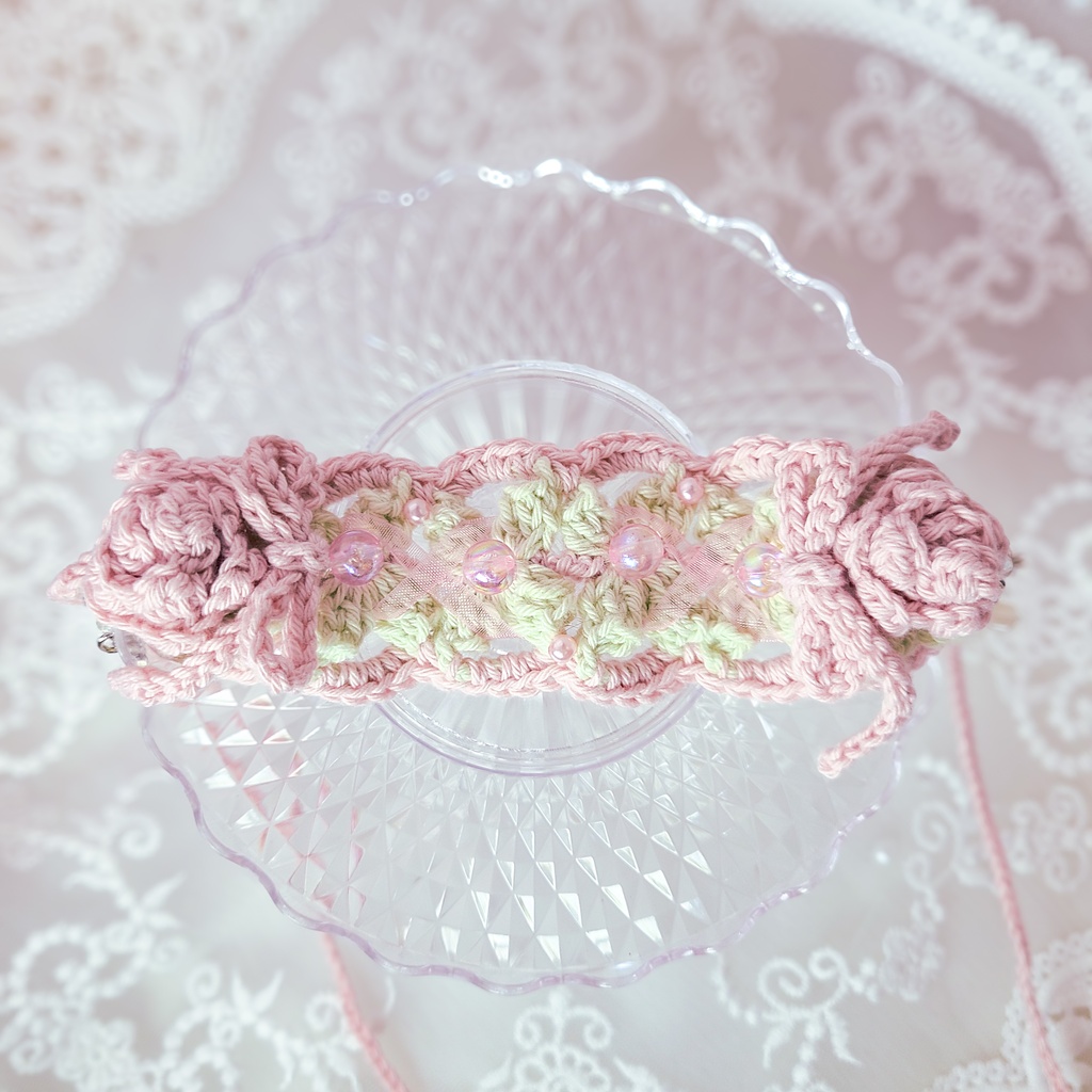 【15〜17cm用】ぬいのヘッドドレス/パステルローズ
