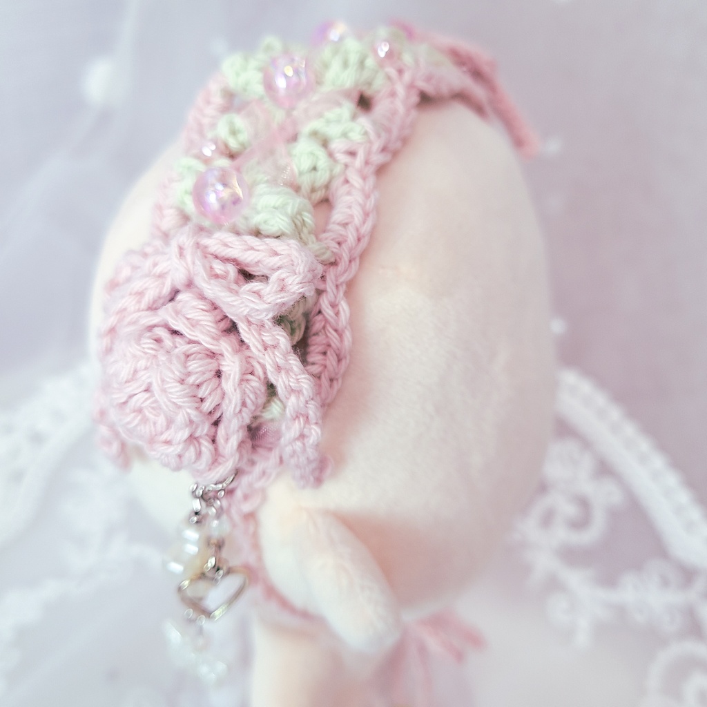 【15〜17cm用】ぬいのヘッドドレス/パステルローズ
