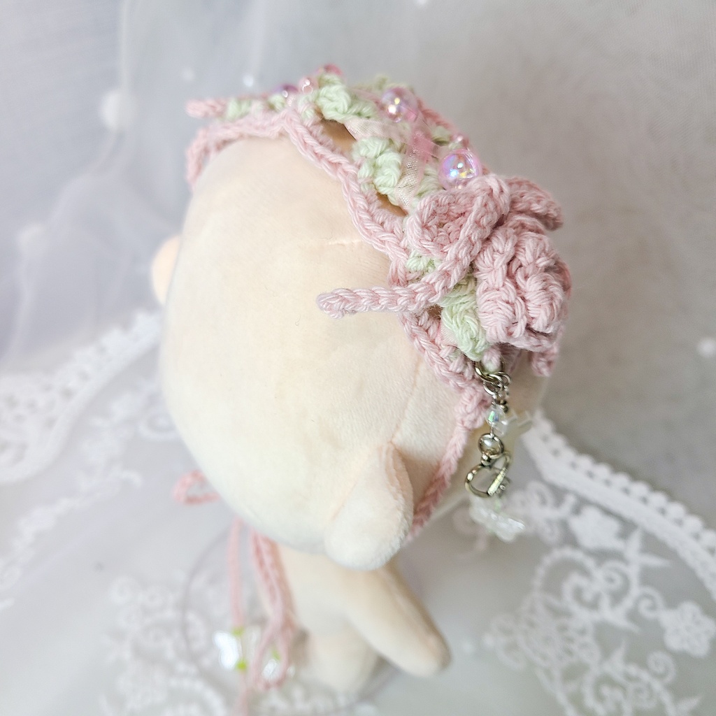 【15〜17cm用】ぬいのヘッドドレス/パステルローズ
