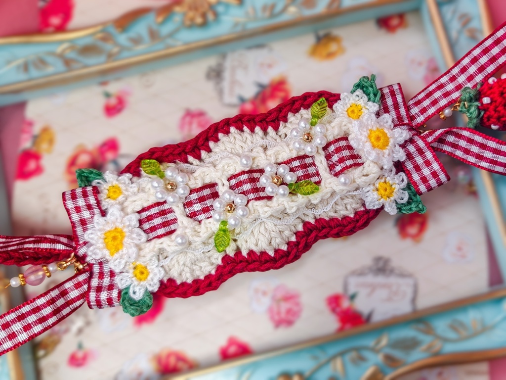 🤍10~12cmぬい対応🤍木漏れ日いちご畑のヘッドドレス