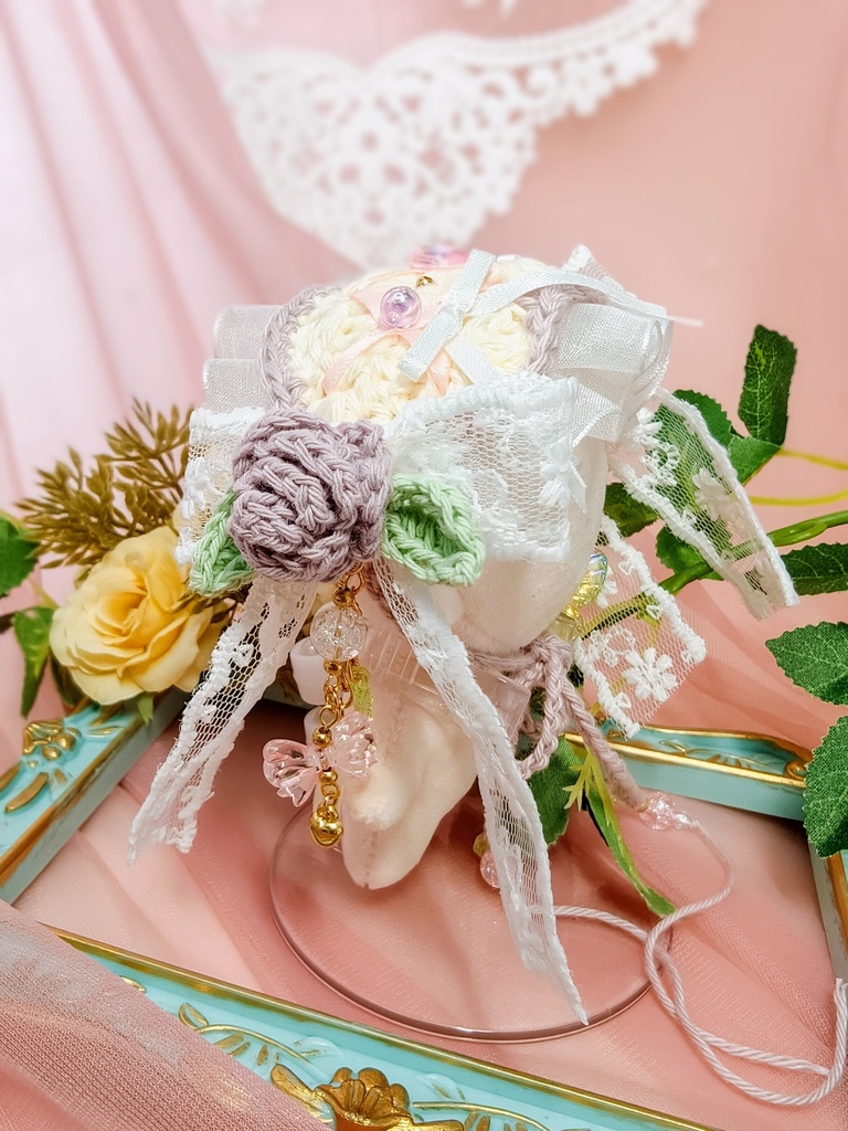 🤍10〜12cmぬい対応🤍泡沫アンティーク・ローズのヘッドドレス