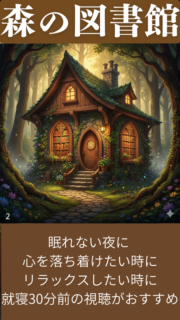 朗読001_【広告なし】入眠朗読『森の図書館』音声のみ・音楽付き音声パック（wav/m4a）※映像は外しています