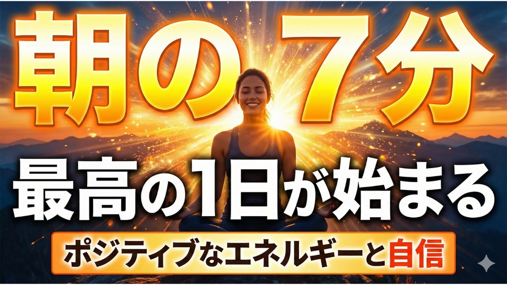 瞑想015-2_【広告なし】入眠朗読『【朝の7分瞑想】最高の1日が始まる誘導瞑想｜ポジティブなエネルギーと自信が満ちてくる』音声のみ・音楽付き音声パック（wav/m4a）※映像は外しています