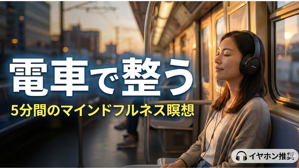 瞑想022_【広告なし】入眠朗読『【短時間OK】通勤中でも心を落ち着ける5分瞑想｜イヤホン推奨』音声のみ・音楽付き音声パック（wav/m4a）※映像は外しています