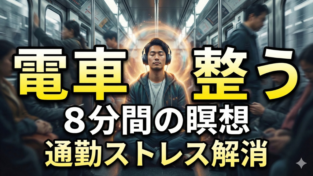 瞑想023_【広告なし】入眠朗読『電車の中でできる8分間の瞑想_移動中の心を整えるマインドフルネス』音声のみ・音楽付き音声パック（wav/m4a）※映像は外しています