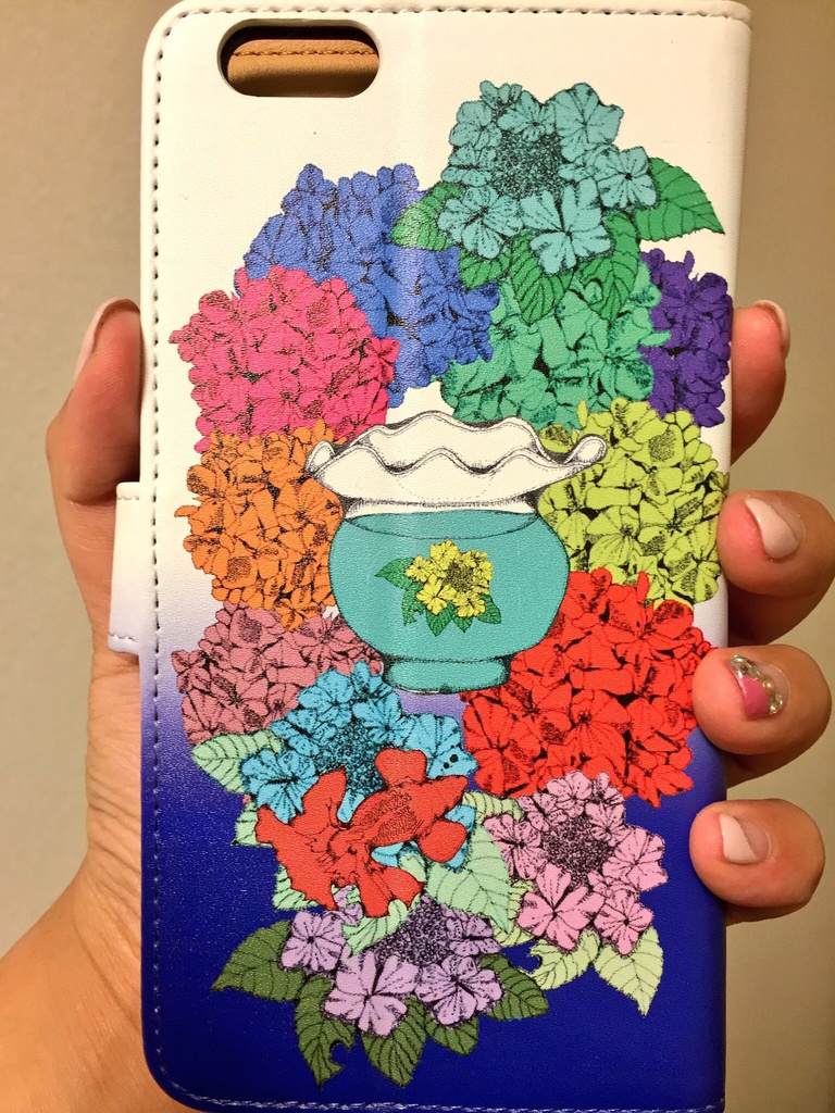 猫と紫陽花 手帳型iPhoneケース