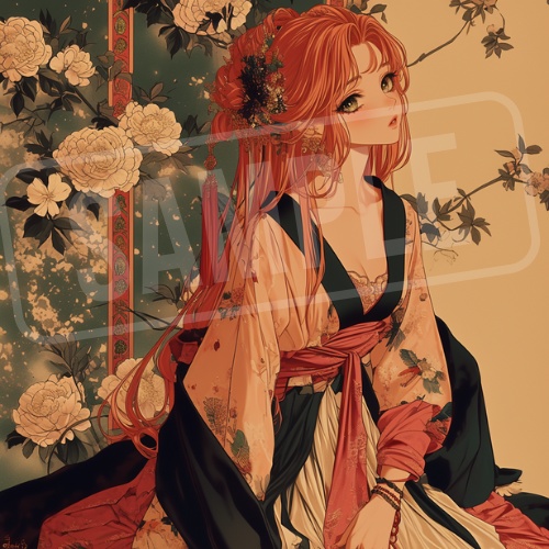 大正ロマン風 女の子アイコン画像 6枚セット Taisho Romantic Girl Icons(6 PNGs)