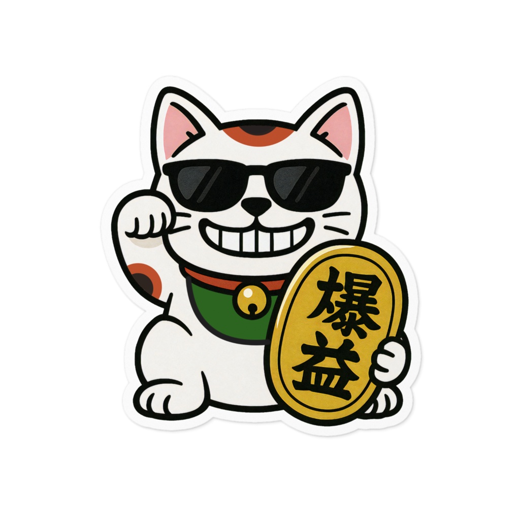 爆益まねき猫ステッカー｜最強に運を呼び込む！#投資ステッカー