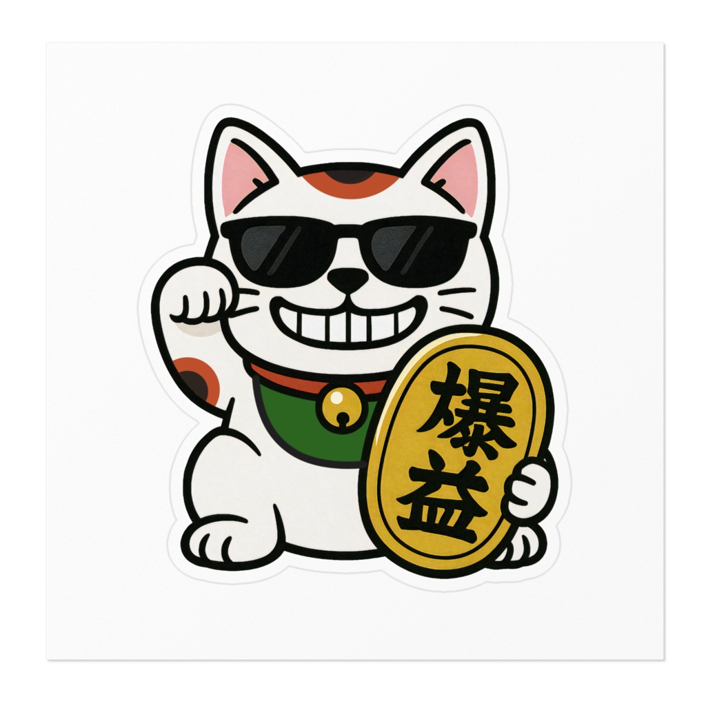 爆益まねき猫ステッカー|最強に運を呼び込む!#投資ステッカー