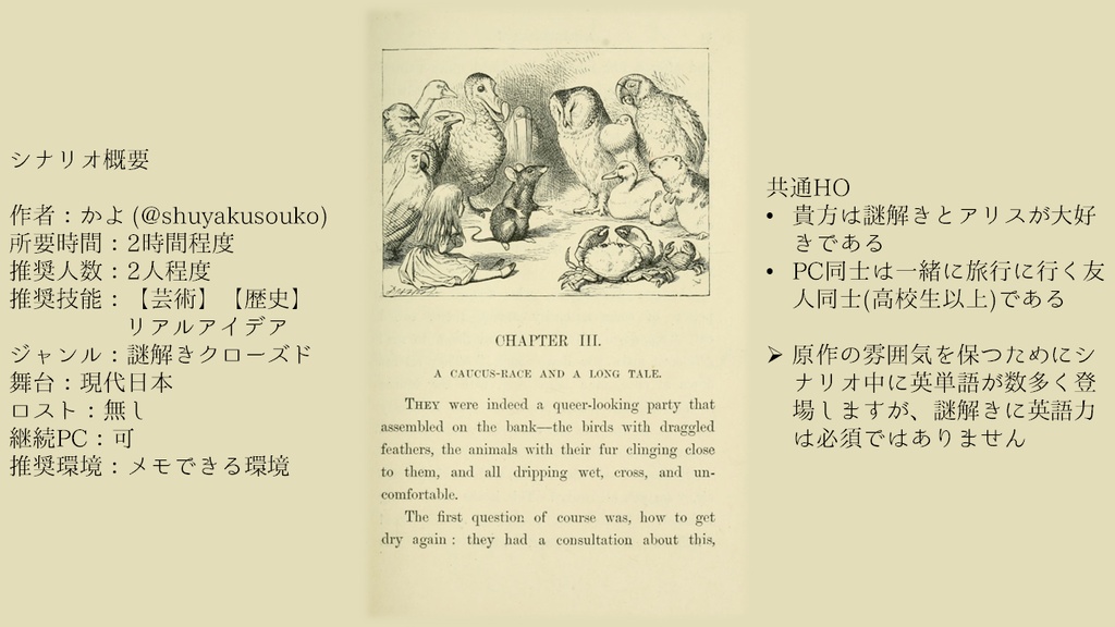 【CoCシナリオ】謎解きの国の探索者 【ルイス・キャロルは何想う】 SPLL:E119788