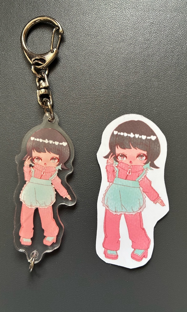 かわいい女の子キーホルダー＆シールセット2種