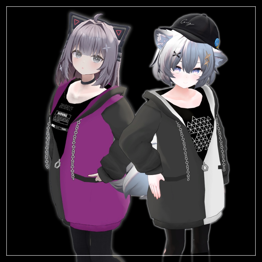 シンプルバイカラーフーディー