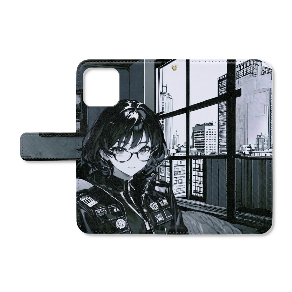 Monochrome City【手帳型iPhone12ケース】