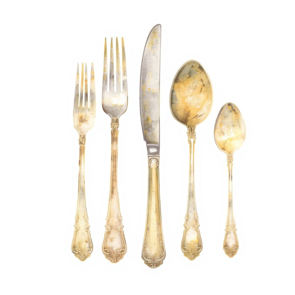 「やさしい黄色のアンティークカフェ|水彩クリップアート12種セット」