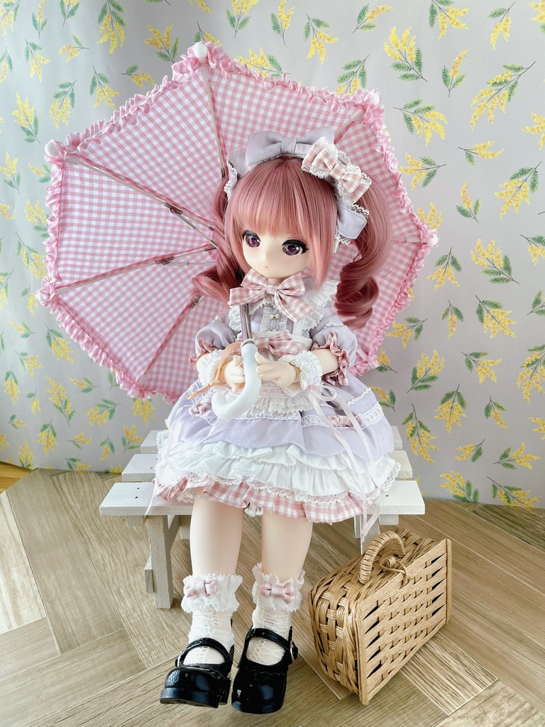 ドール用日傘 ギンガムチェック柄