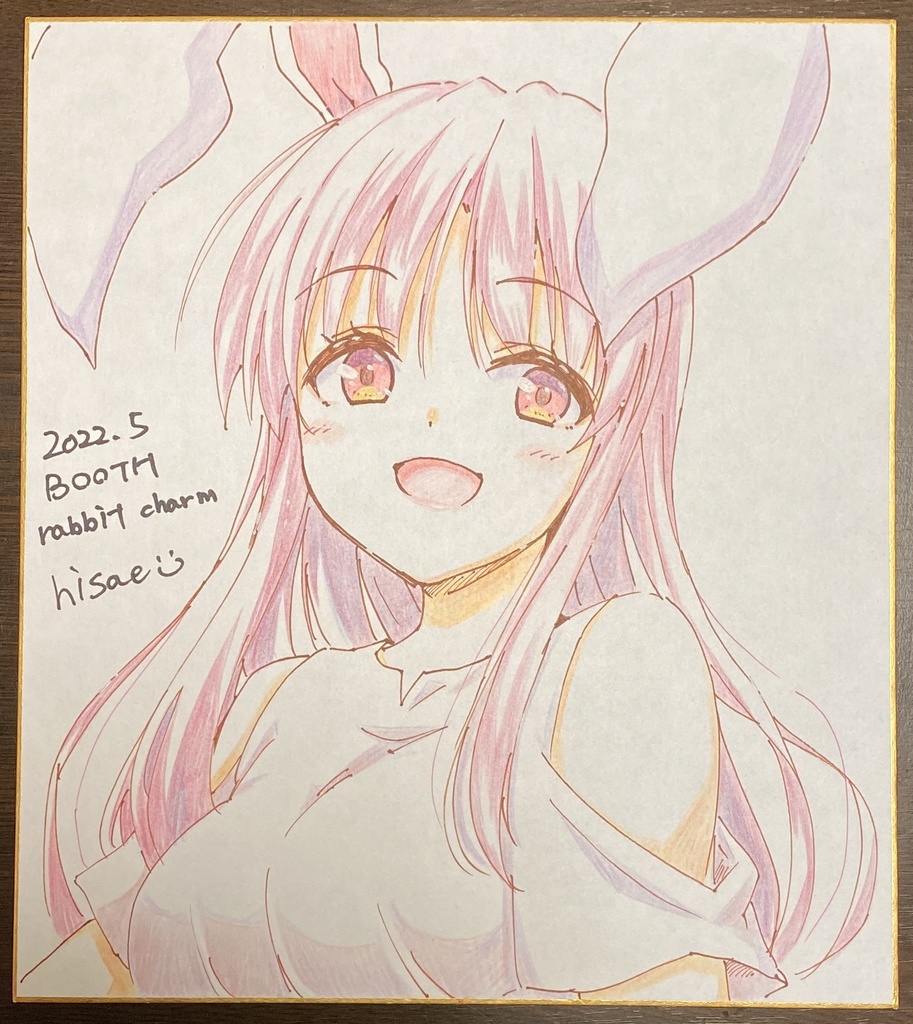 受注後描きます 色鉛筆イラスト色紙 リクエスト可 Rabbit Charm Booth