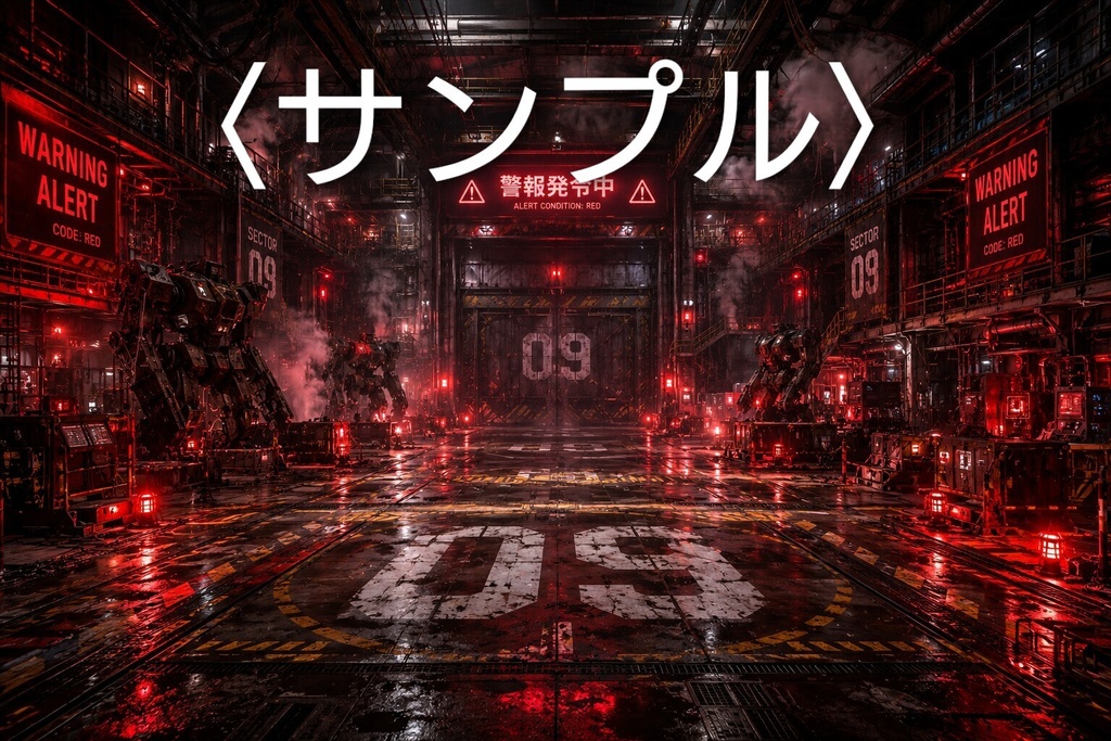 HANGAR DATA 009  SFメカ撮影背景素材 Vol.09「警報発令中の格納庫」