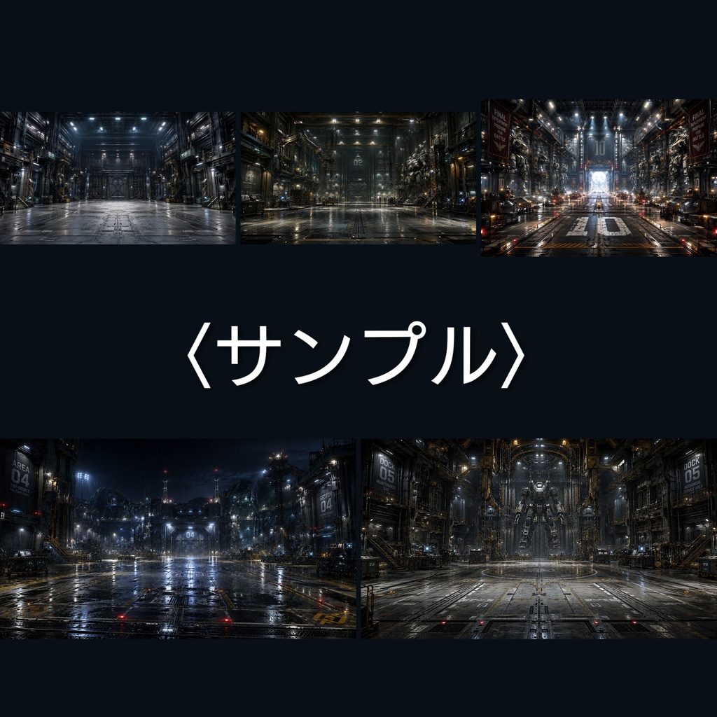 HANGAR DATA 001〜010　SFメカ撮影背景素材　画像10枚セット