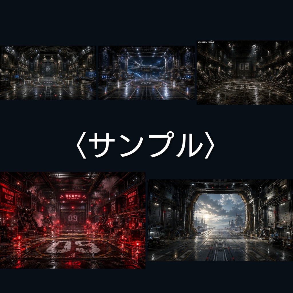 HANGAR DATA 001〜010 SFメカ撮影背景素材 画像10枚セット