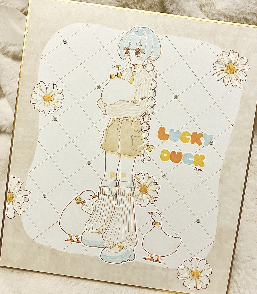 らくちゃん 色紙 『lucky duck』