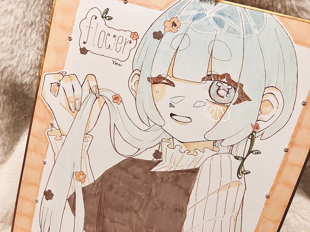 らくちゃん 色紙 『flower』