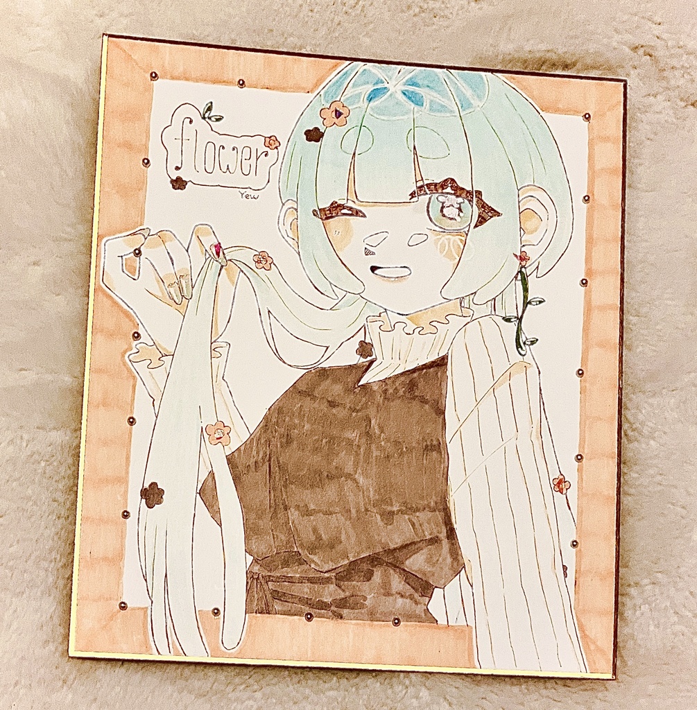らくちゃん 色紙 『flower』