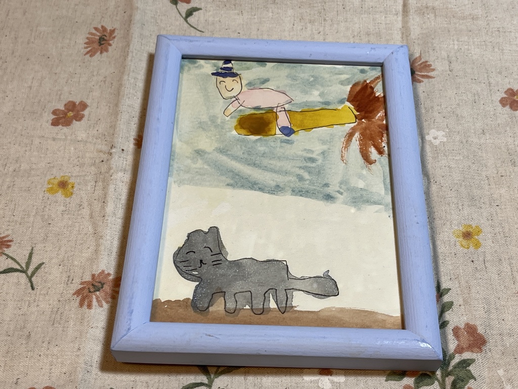 【はるかっぱ作品】額装作品『くろねことまじょ』