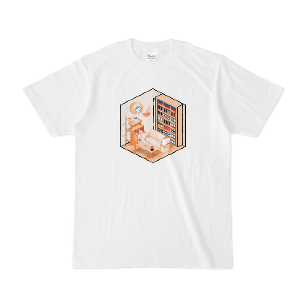 池崎さん家っぽいピクセルルームTシャツ【白】