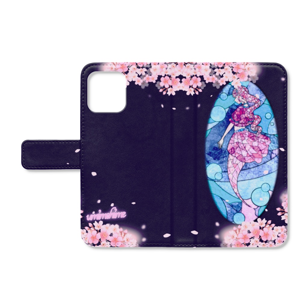 海乃姫🌸ステンドグラス風iPhoneケース手帳型