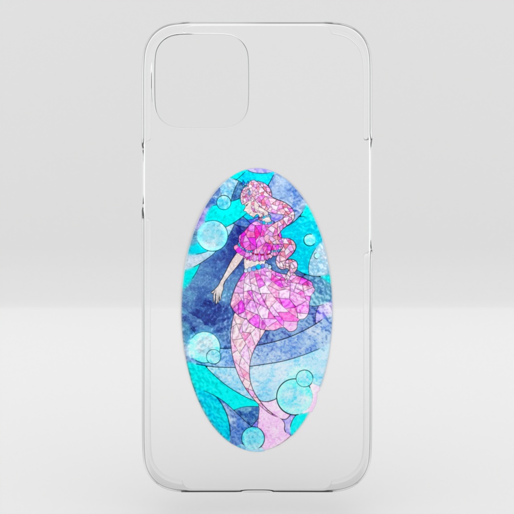 海乃姫🌸ステンドグラス風デザインクリアiPhoneケース