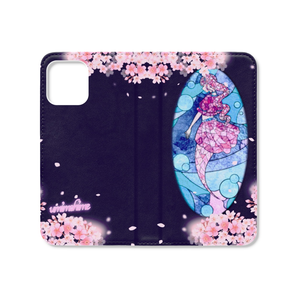 海乃姫🌸ステンドグラス風iPhoneケース手帳型(ベルトなし)