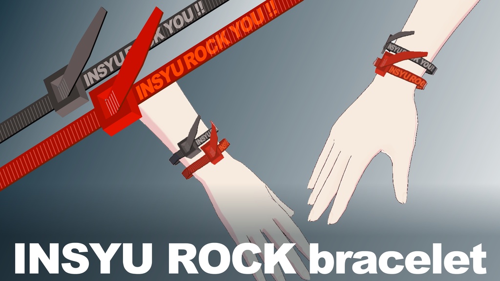 INSYU ROCK ブレスレット（赤/黒 一体型）