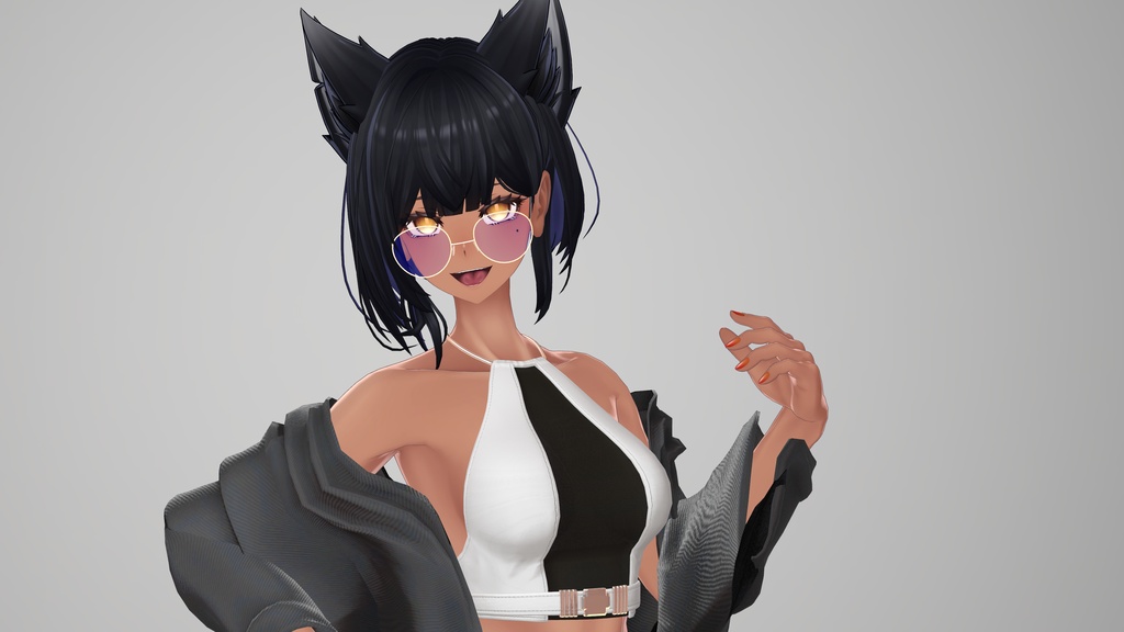-0megata- Glass claer and colar Lanz