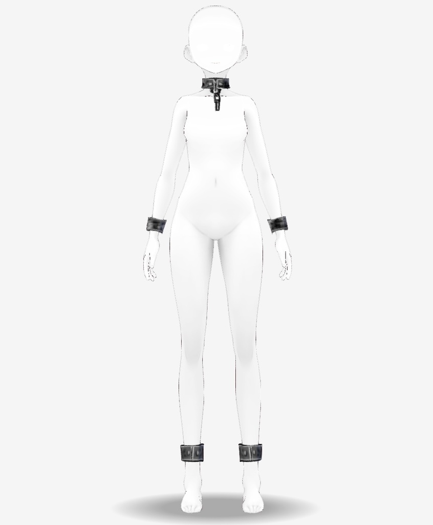 vroid用 鋼鉄製首輪・腕輪・足輪 リアル系