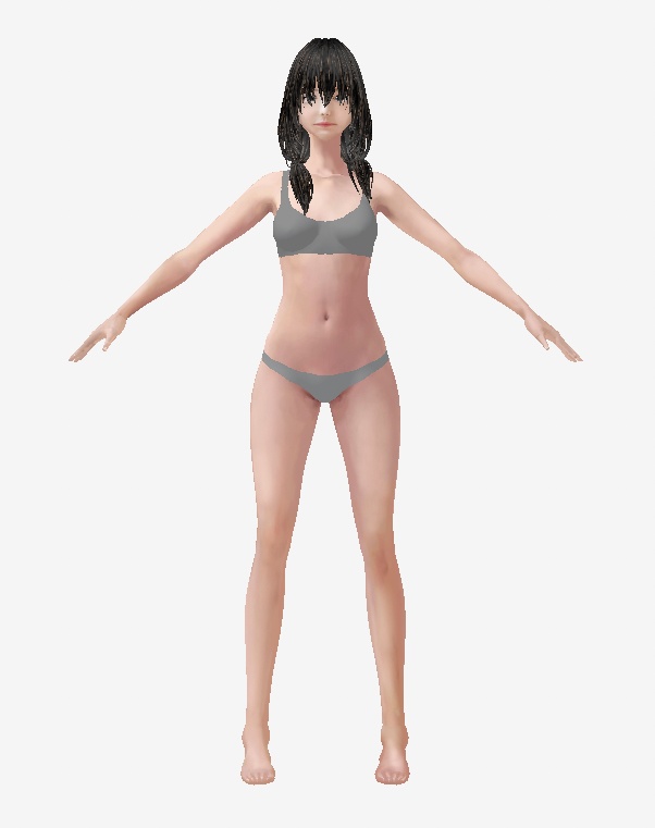 VRoid用 フリー シンプル綿ショーツ 黒・灰・白セット