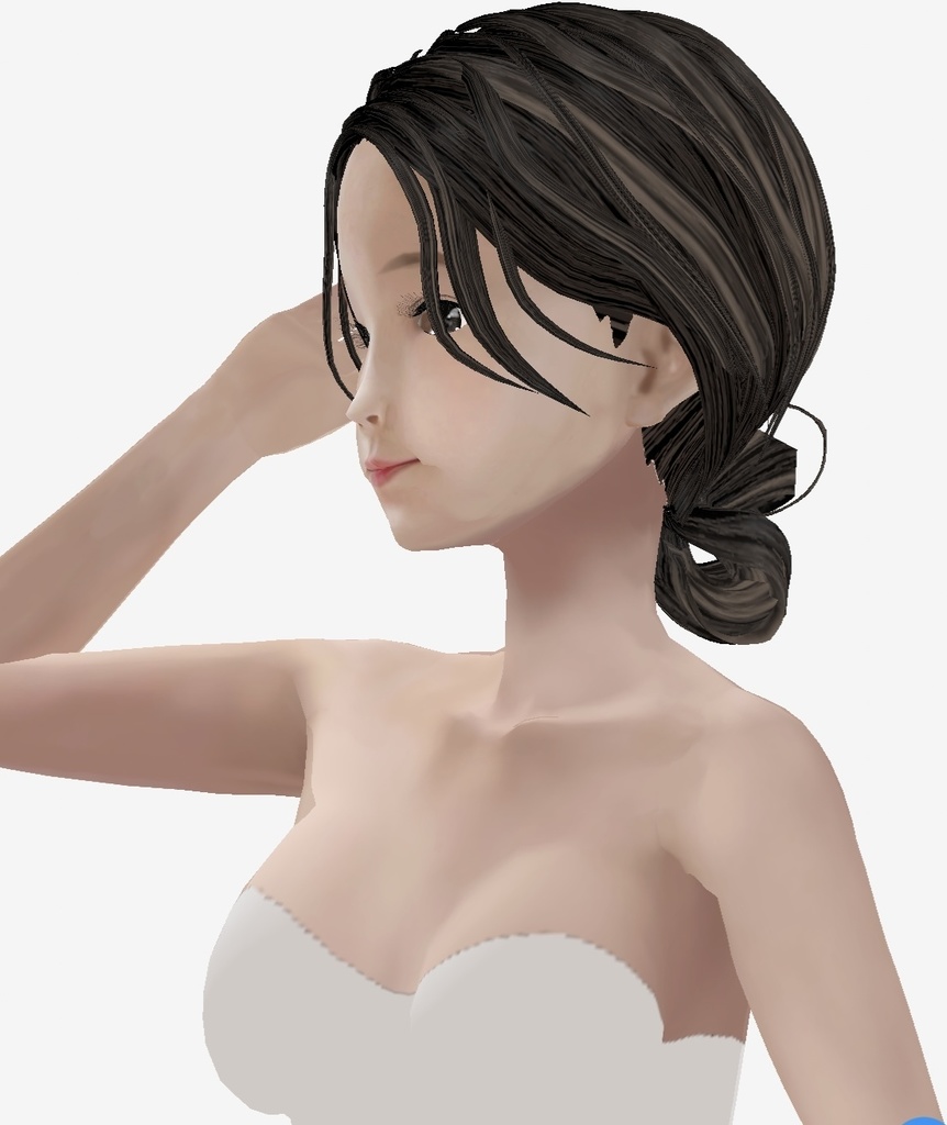 Vroid用 髪テクスチャ ゆるふわ結い髪 メッシュ リアル系