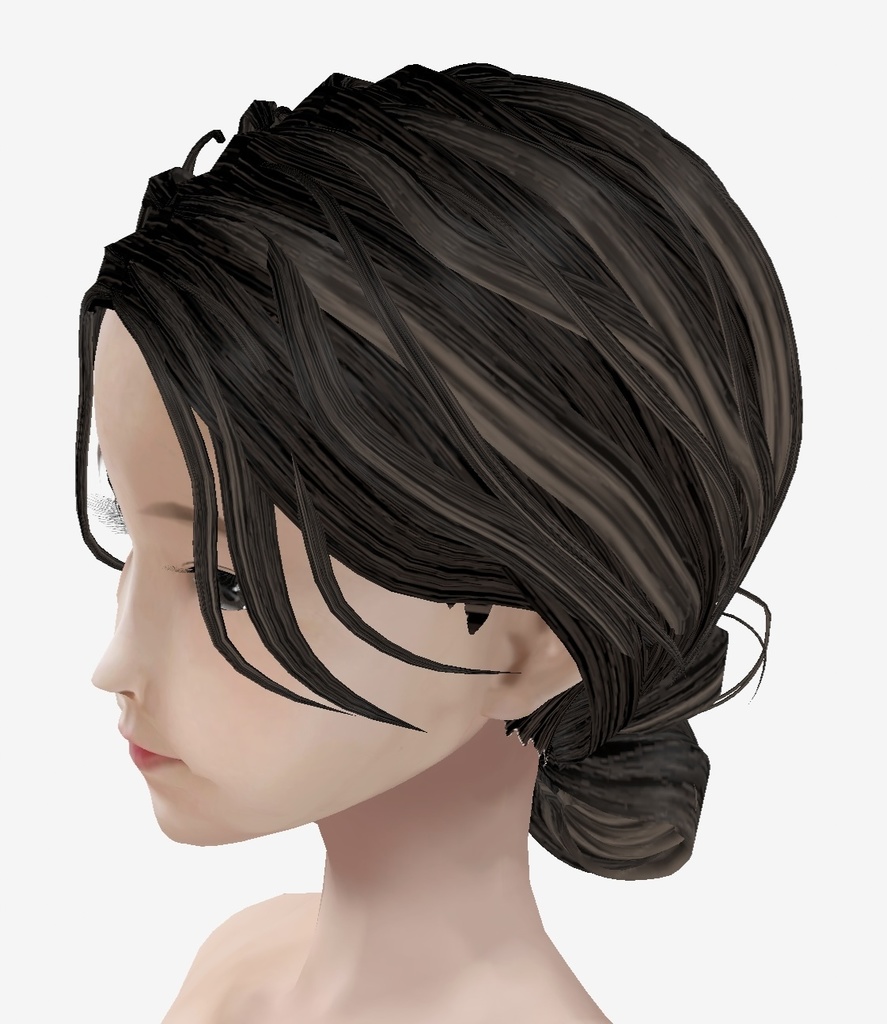 Vroid用　髪テクスチャ　ゆるふわ結い髪　メッシュ　リアル系