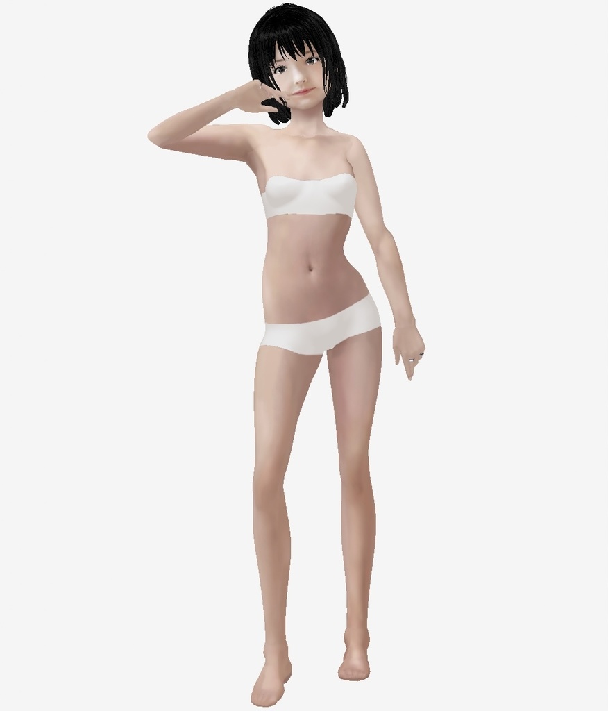 VRoid用 適度なリアル感の着せ替えドール 和風大人 ショートカット 素体 顔・体・髪型セット 各種カスタムアイテム テクスチャ vroidデータ vrmデータ