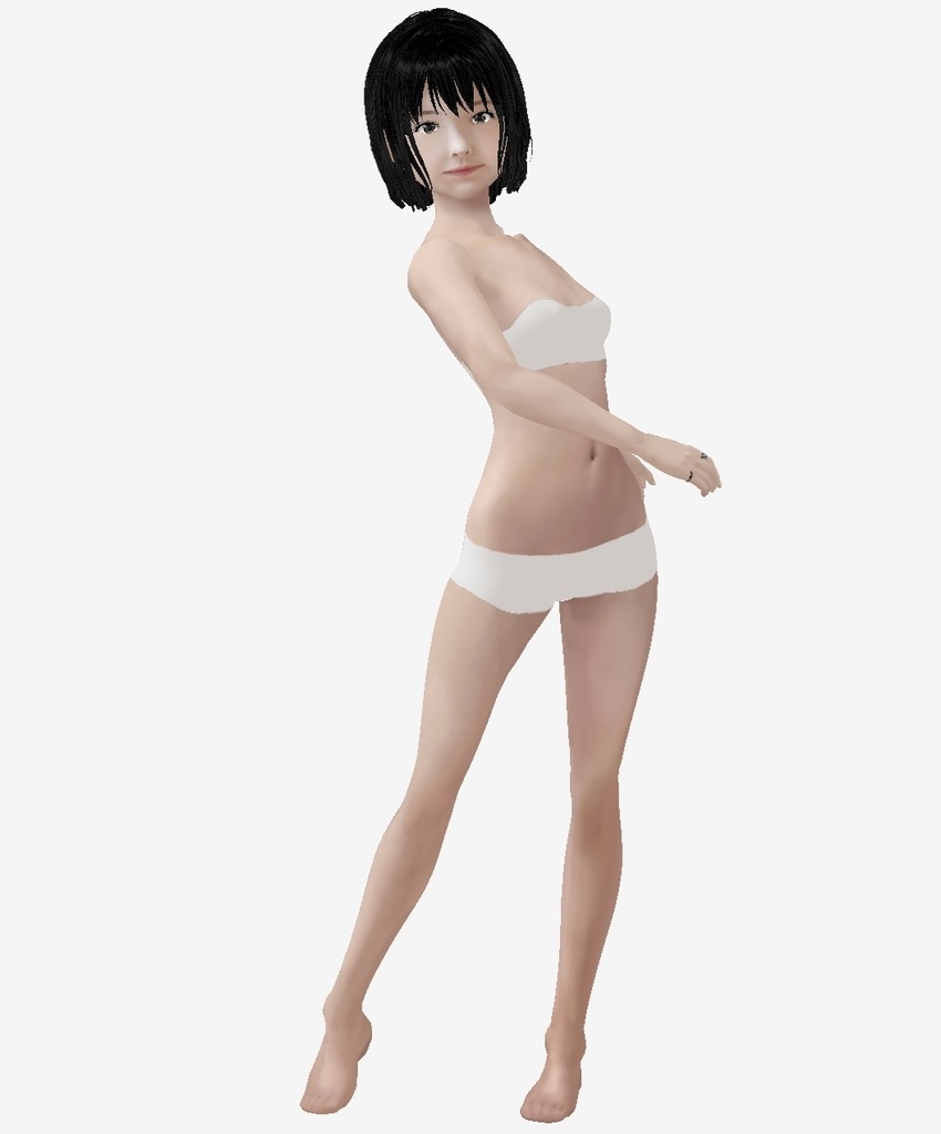 VRoid用 適度なリアル感の着せ替えドール 和風大人 ショートカット 素体 顔・体・髪型セット 各種カスタムアイテム テクスチャ vroidデータ vrmデータ