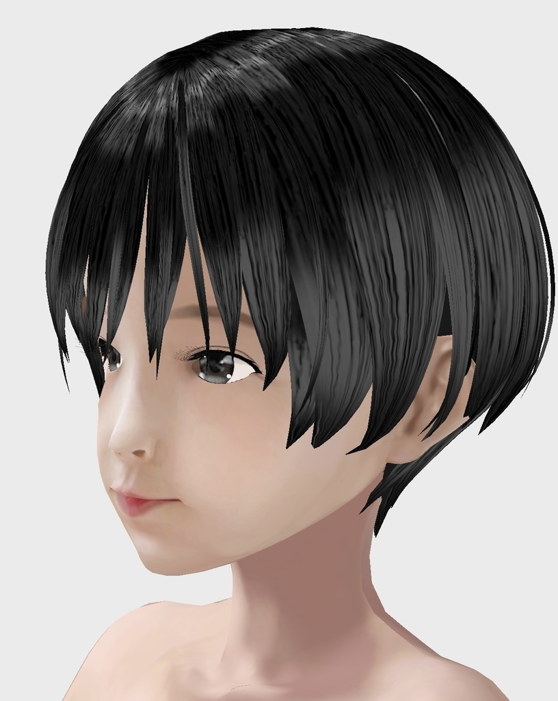 VRoid用 適度なリアル感の着せ替えドール 和風女の子 ショートカット 素体 顔・体・髪型セット 各種カスタムアイテム テクスチャ vroidデータ vrmデータ