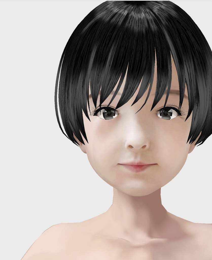 VRoid用　適度なリアル感の着せ替えドール　和風女の子　ショートカット　素体　顔・体・髪型セット　各種カスタムアイテム　テクスチャ　vroidデータ　vrmデータ