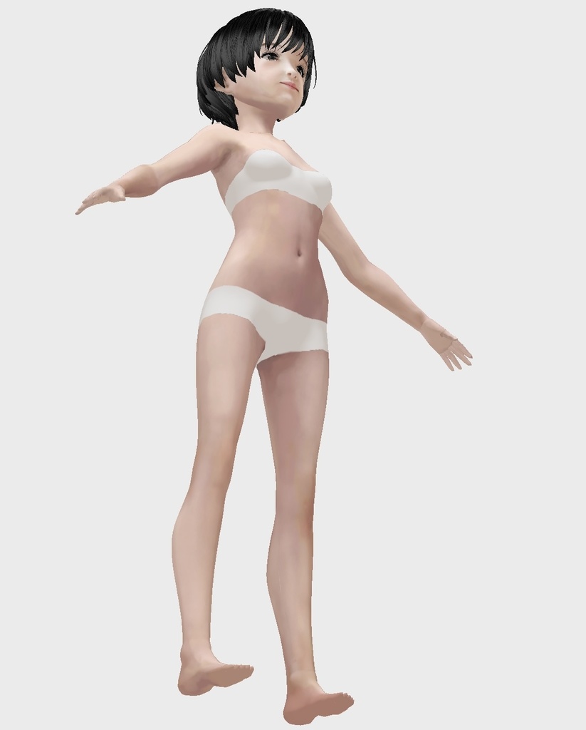 VRoid用 適度なリアル感の着せ替えドール 和風女の子 ショートカット 素体 顔・体・髪型セット 各種カスタムアイテム テクスチャ vroidデータ vrmデータ