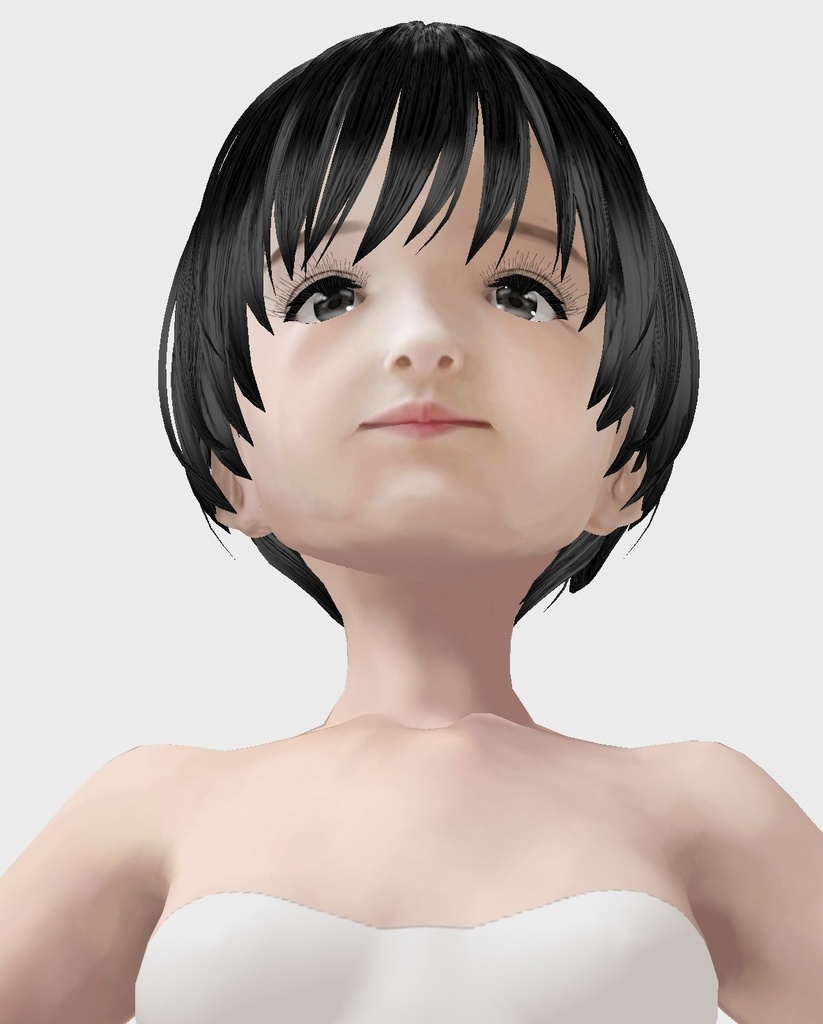 VRoid用 適度なリアル感の着せ替えドール 和風女の子 ショートカット 素体 顔・体・髪型セット 各種カスタムアイテム テクスチャ vroidデータ vrmデータ