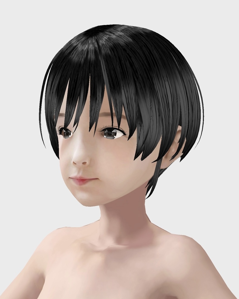 Vroid用 髪型カスタムアイテムとテクスチャ 4セット ロング ショート ポニーテール リアル系