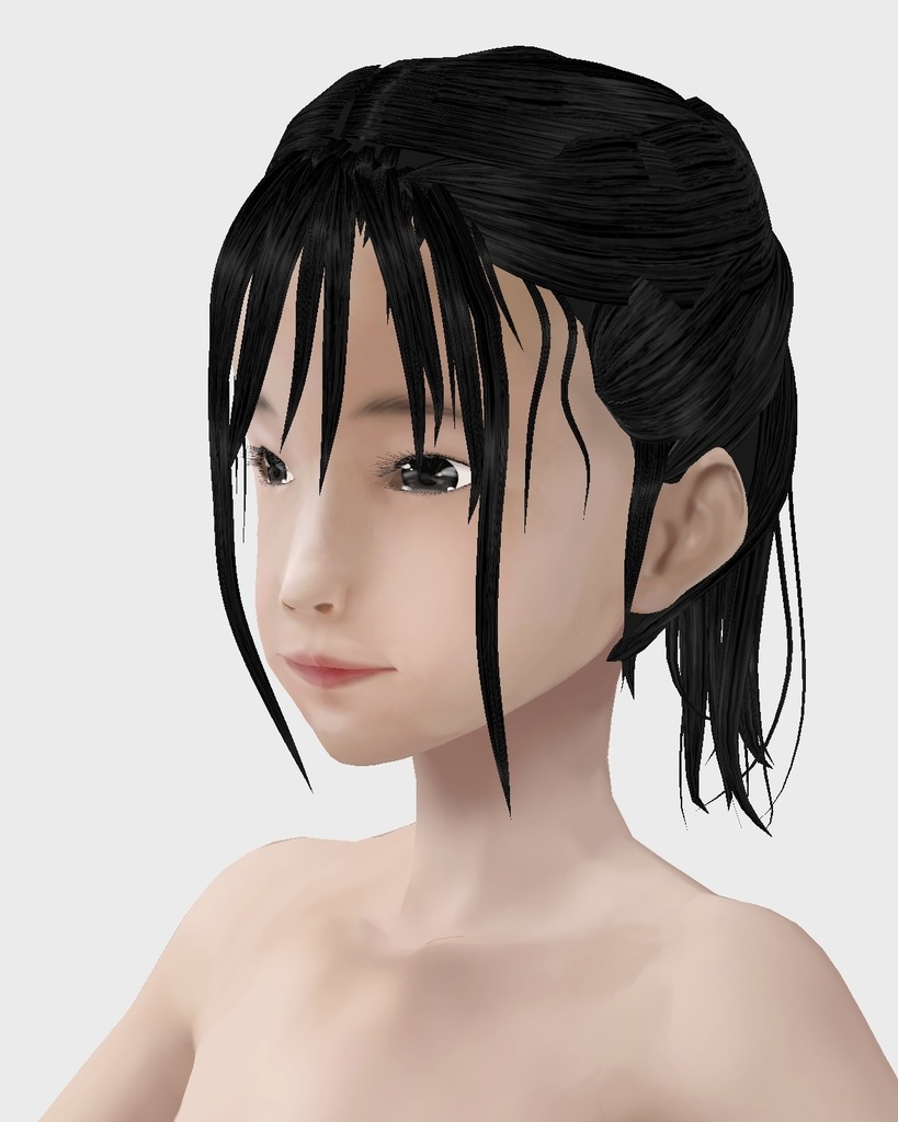 VRoid用 適度なリアル感の着せ替えドール 和風(改) ポニーテール 素体 顔・体・髪型セット 各種カスタムアイテム テクスチャ vroidデータ vrmデータ