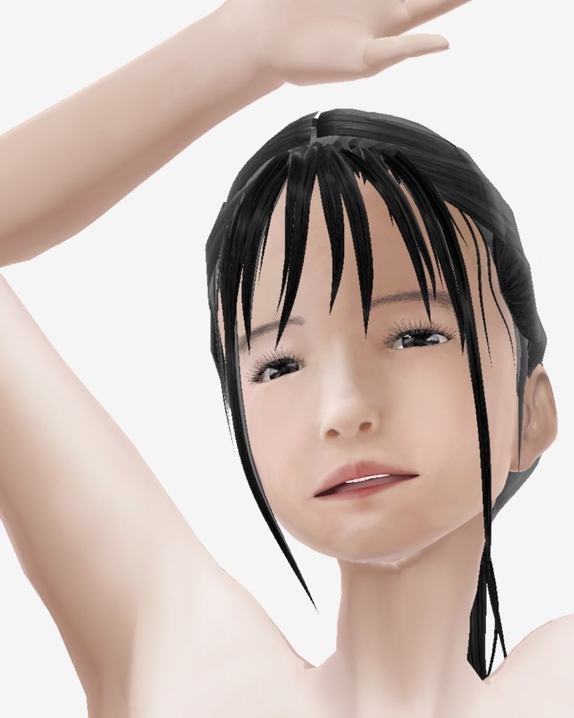 VRoid用 適度なリアル感の着せ替えドール 和風大人3 ポニーテール 素体顔・体・髪セット 各種カスタムアイテム テクスチャ vroidデータ vrmデータ