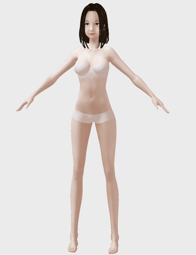 VRoid用 適度なリアル感の着せ替えドール ギャル風 ボブ 素体顔・体・髪セット 各種カスタムアイテム テクスチャ vroidデータ vrmデータ