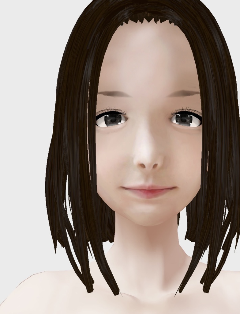 VRoid用 適度なリアル感の着せ替えドール ギャル風 ボブ 素体顔・体・髪セット 各種カスタムアイテム テクスチャ vroidデータ vrmデータ